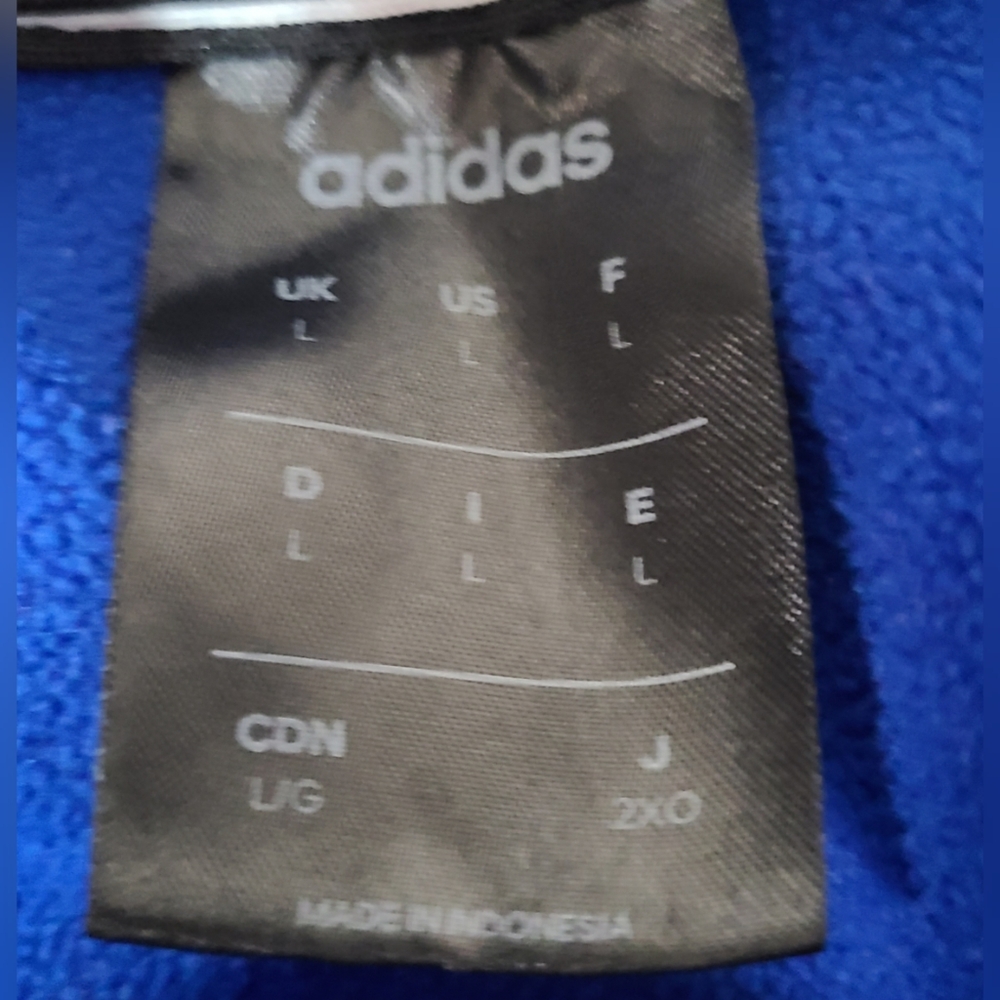 ADIDAS MEN'S BLUE ZIP FRONT HOODIE SIZE LARGE - Picture 2 of 5